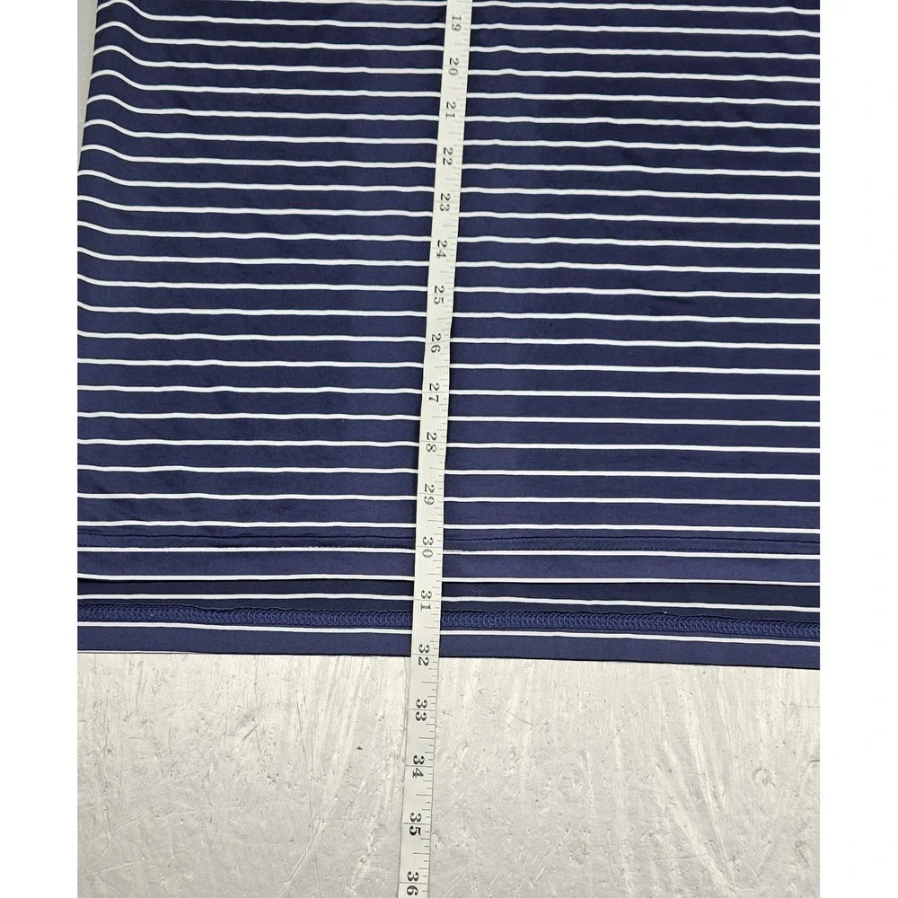 Rlx Ralph Lauren Polo Golf Shirt Mens XL‎ Blue White Striped ShortSleeve