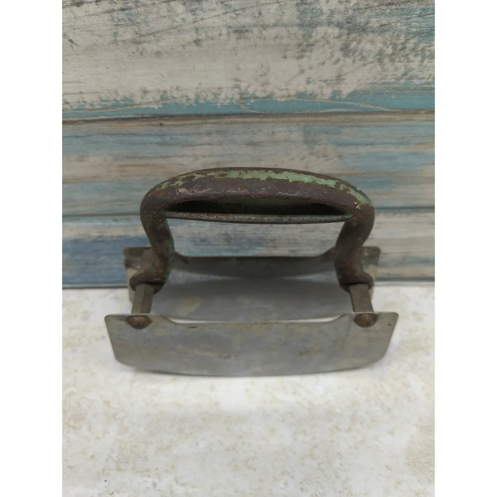 Vtg Acme Stainless Steel Blade Pastry / Dough Cutter ~ Cast‎ Iron Handle Teal