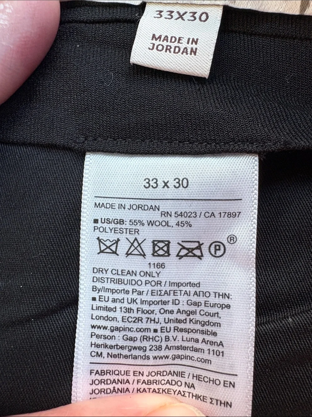 NWT Banana Republic Straight Pleated Twill Dress Black Pant Sz 33 x 30.
