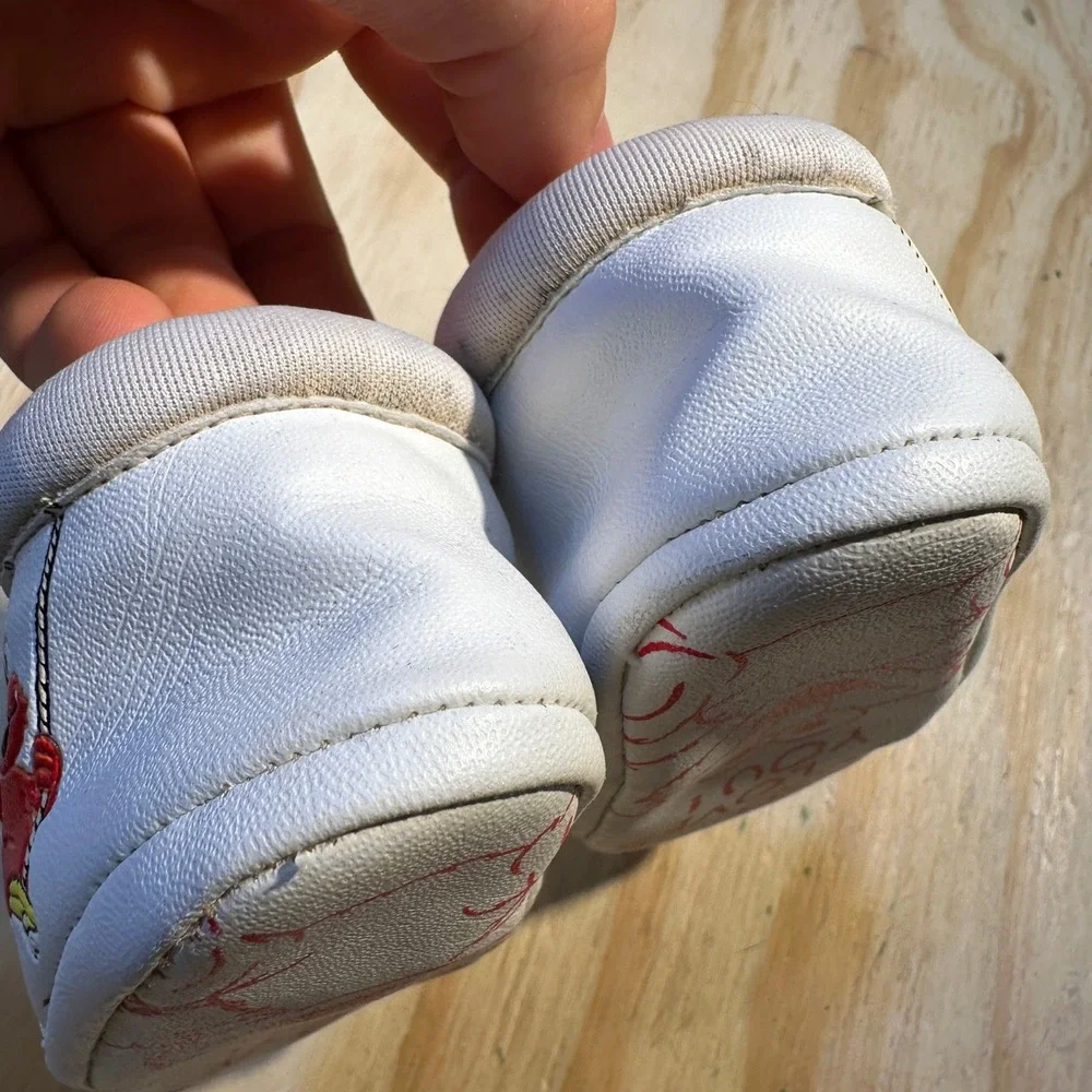 90s Sesame Street Kids Vintage Elmo Loves You White High Top Soft Sole Shoes 2