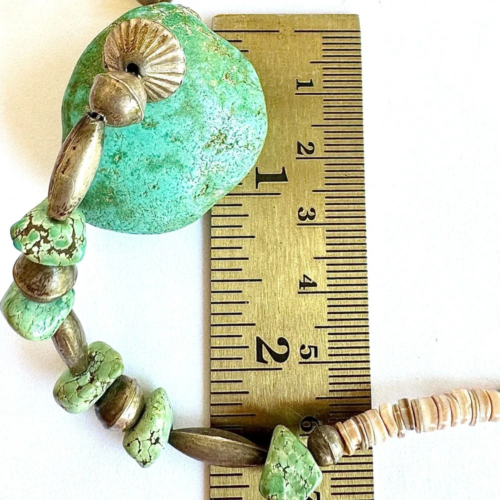 VTG Royston BIG Nugget Necklace Santo Domingo 18in Bench Bead Heishi Sterling‎