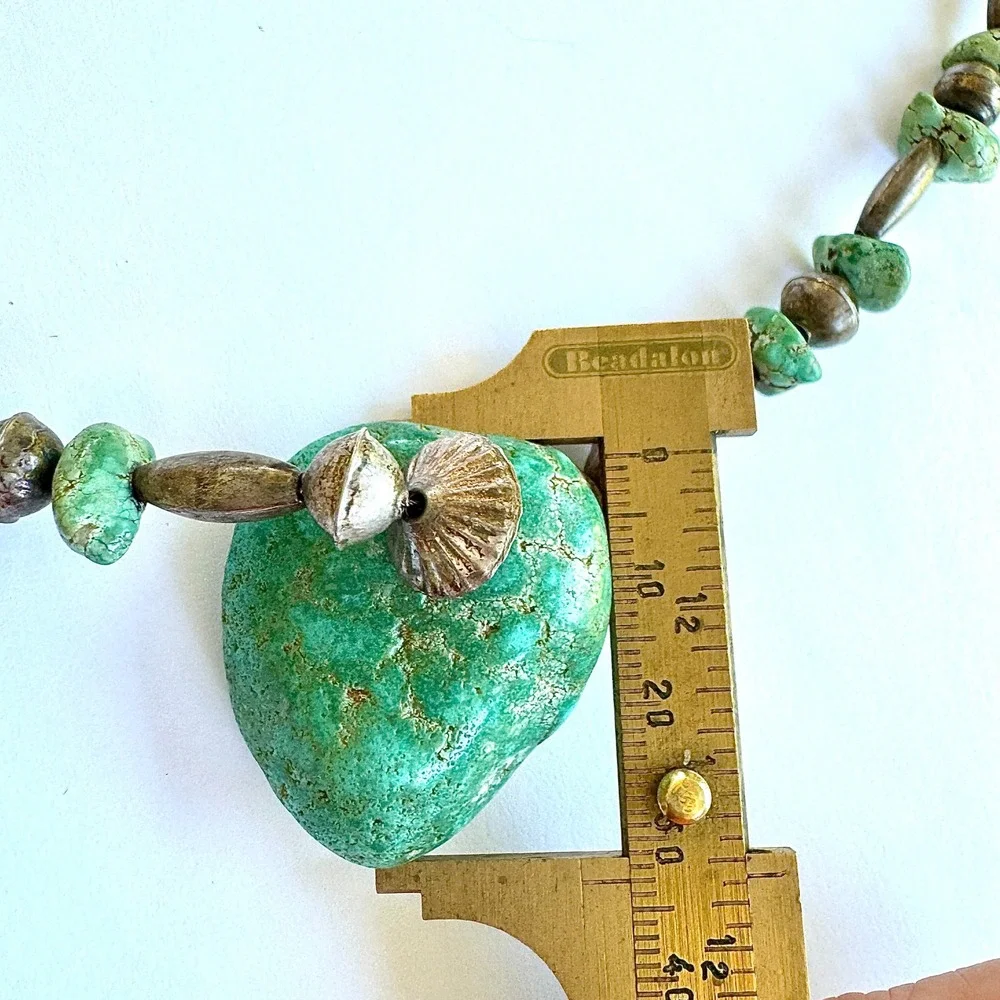 VTG Royston BIG Nugget Necklace Santo Domingo 18in Bench Bead Heishi Sterling‎