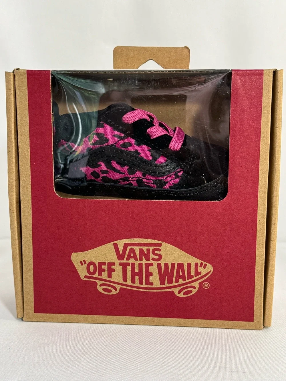 Vans Crib Shoes Black and Pink Leopard Print size 2