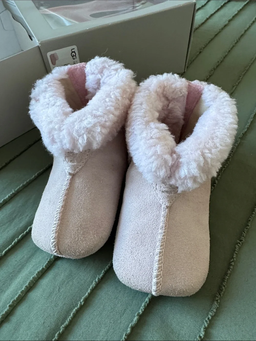 UGG Pink Shearling-Trim Cozy Bootie Slippers