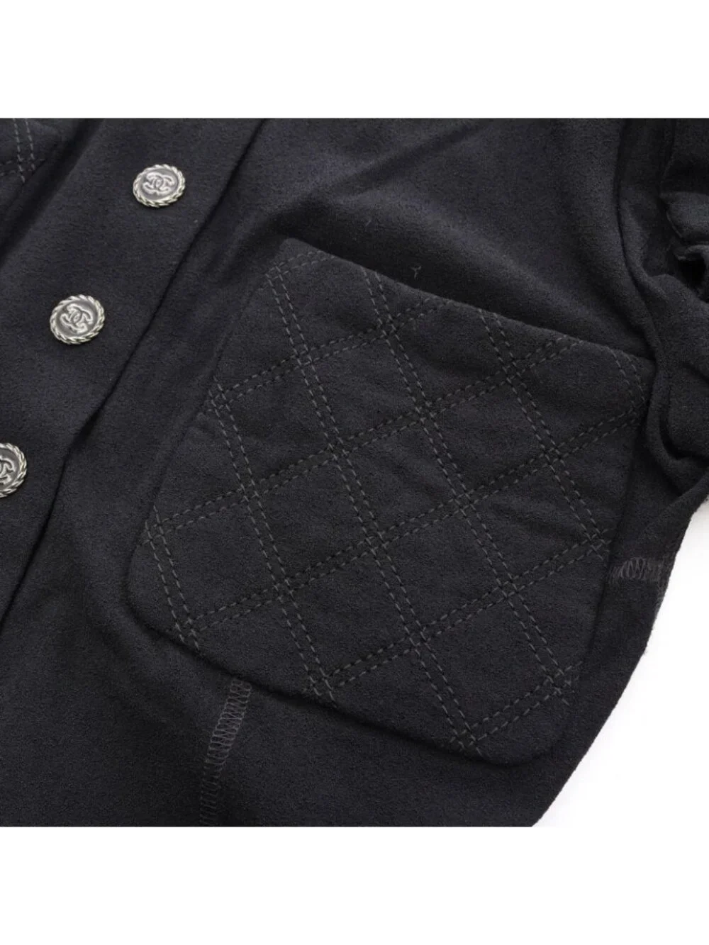 Chanel Collarless Jacket CC Logo Button