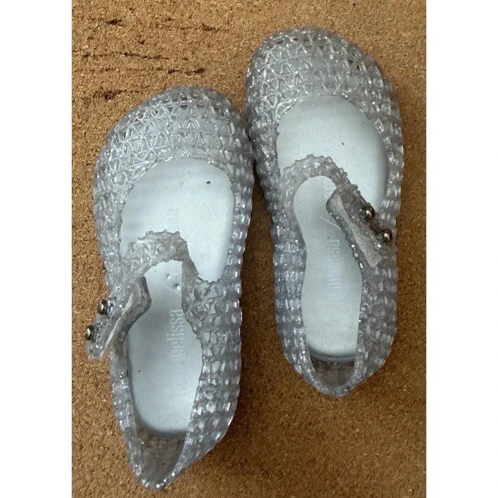 Mini Melissa Campana Zig Zag Toddler Shoes‎ – Silver – Size 6