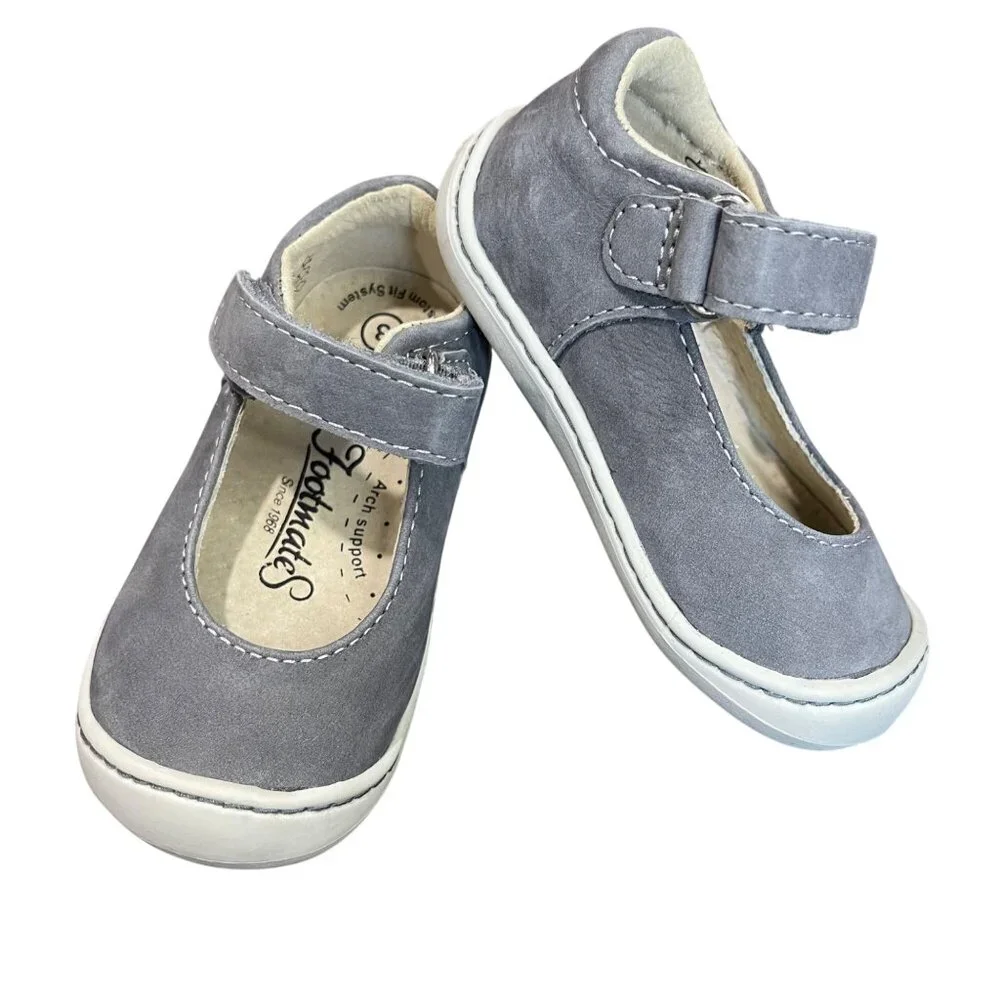 Footmates Stacy Leather Mary Jane Shoes‎ Baby Size 3 Gray Formal Casual Walker