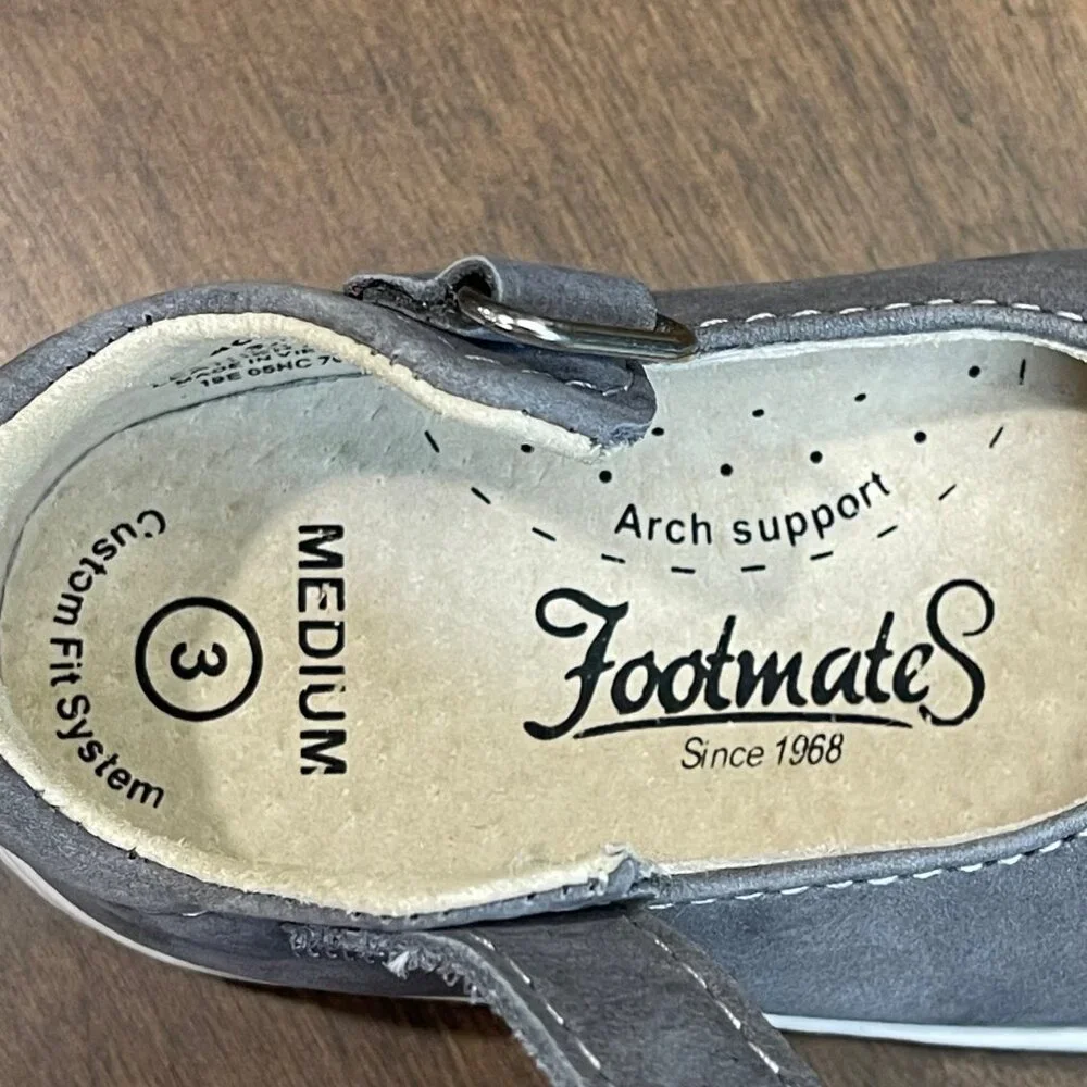 Footmates Stacy Leather Mary Jane Shoes‎ Baby Size 3 Gray Formal Casual Walker
