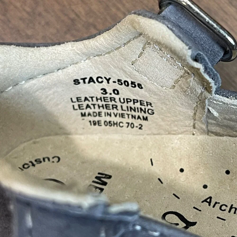 Footmates Stacy Leather Mary Jane Shoes‎ Baby Size 3 Gray Formal Casual Walker