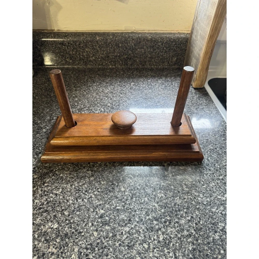 VTG Napkin Holder Hand made Wood‎ Clamp Farmhouse Cottage core Primitive Rustic