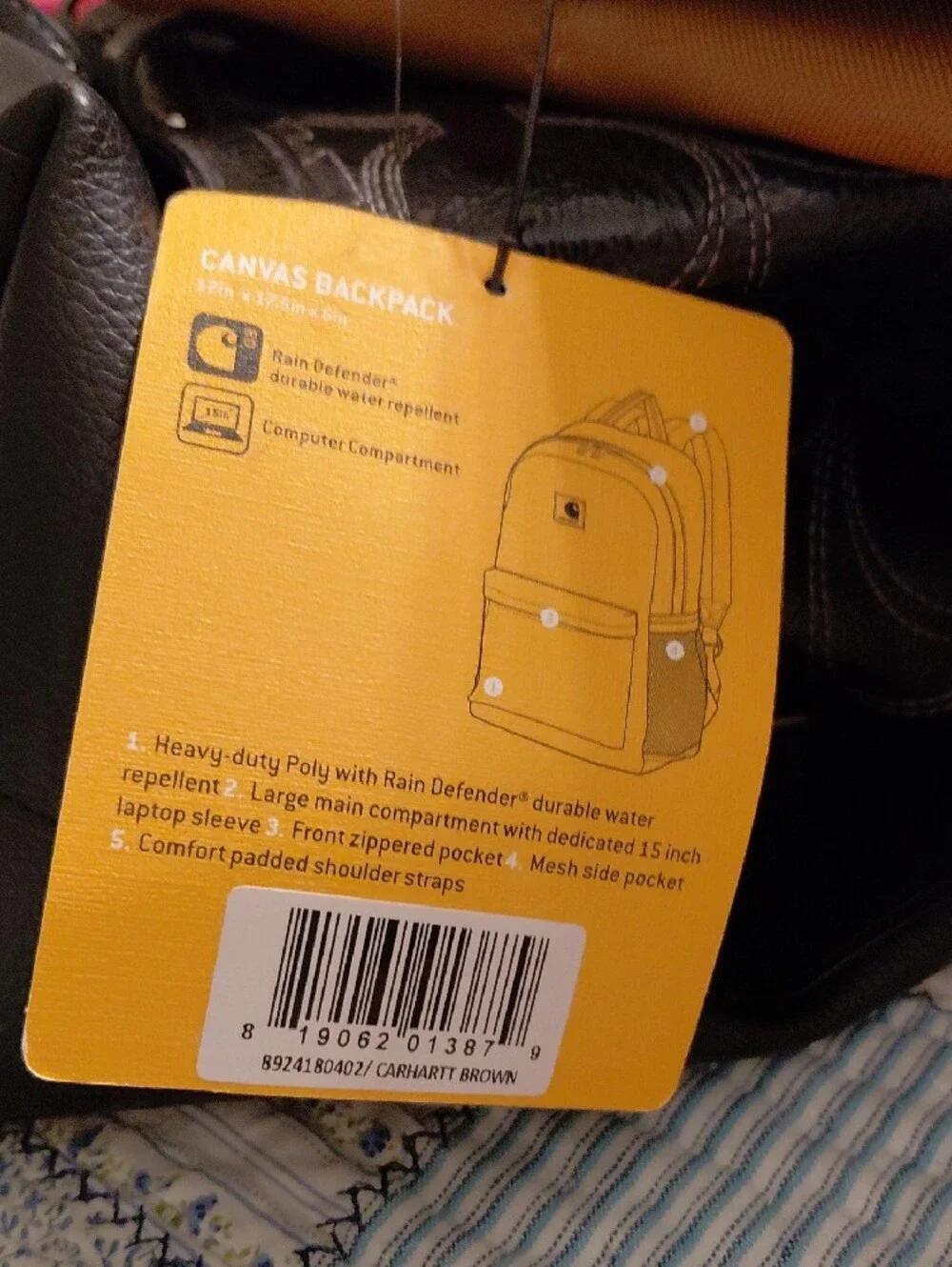 Carhartt Tan Brown Backpack with Front Patch