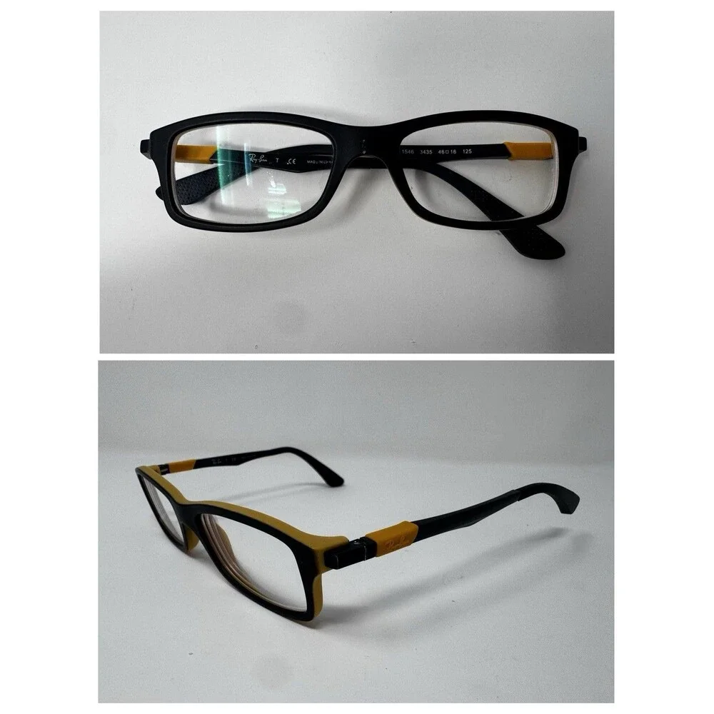 Ray-Ban RB1546 3435 Junior Black/Dark Yellow Eyeglass Frames 46-16-125 Authentic