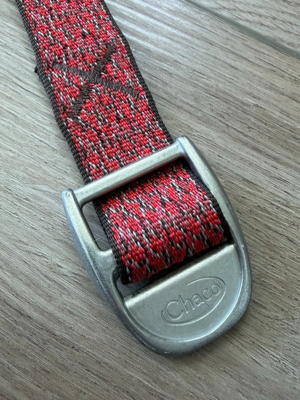 Men’s Woven Red Chaco Belt with Silver Buckle