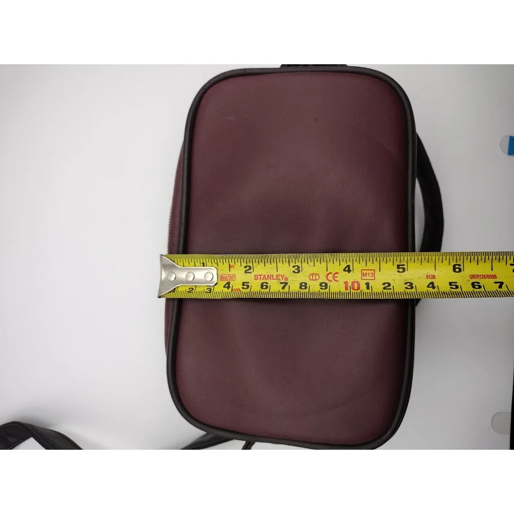 Albinar Burgundy‎ Faux Leather Camera Bag Crossbody Utility Travel Case Small