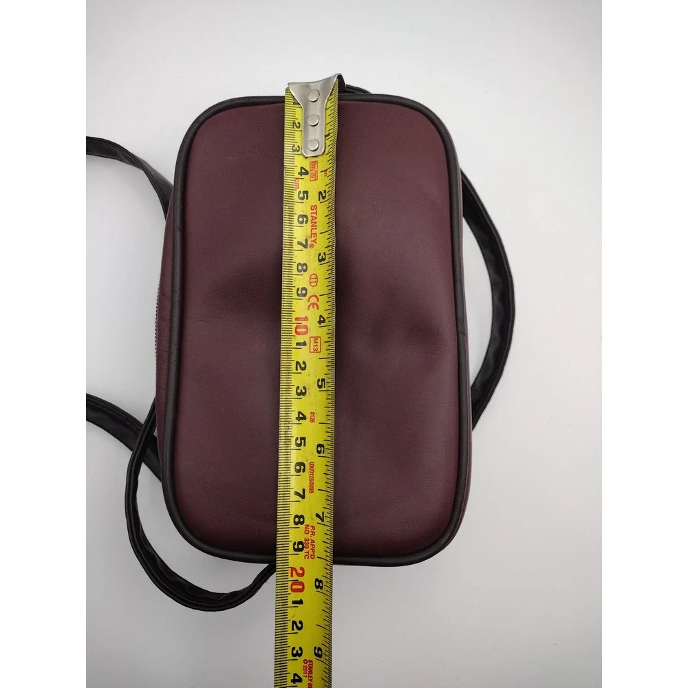 Albinar Burgundy‎ Faux Leather Camera Bag Crossbody Utility Travel Case Small