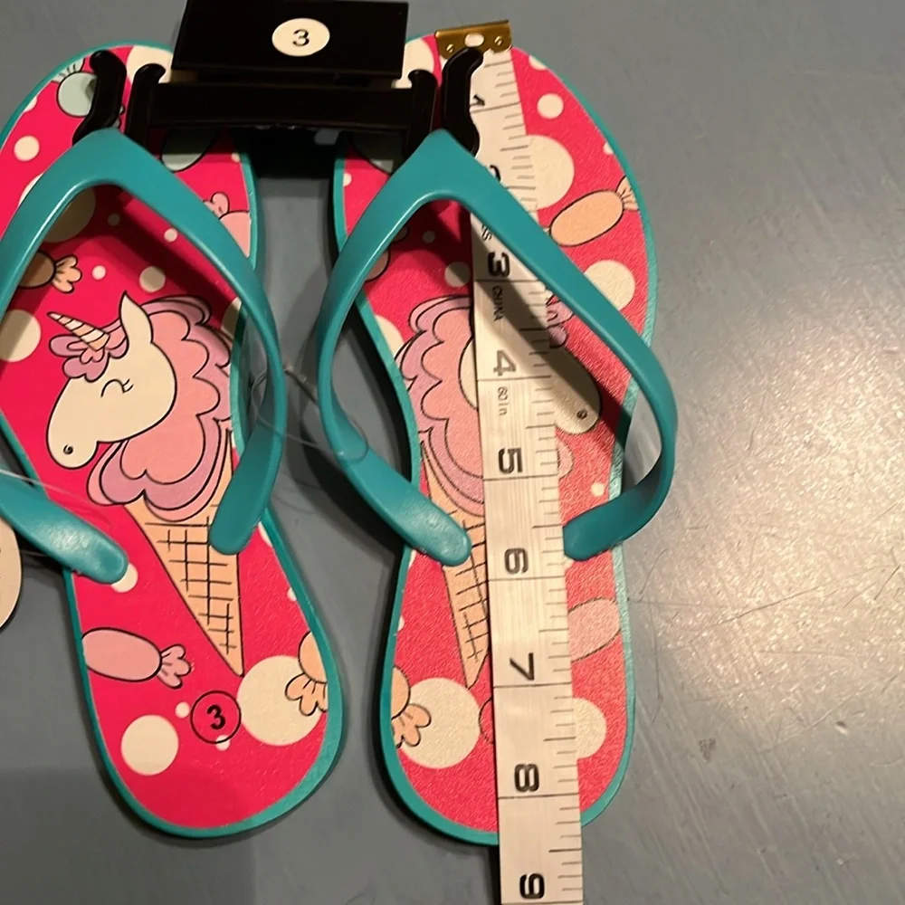 Quality FLIP FLOPS-Unicorn Ice Cream Cone, little girls sz 3,Sole Selection NWT