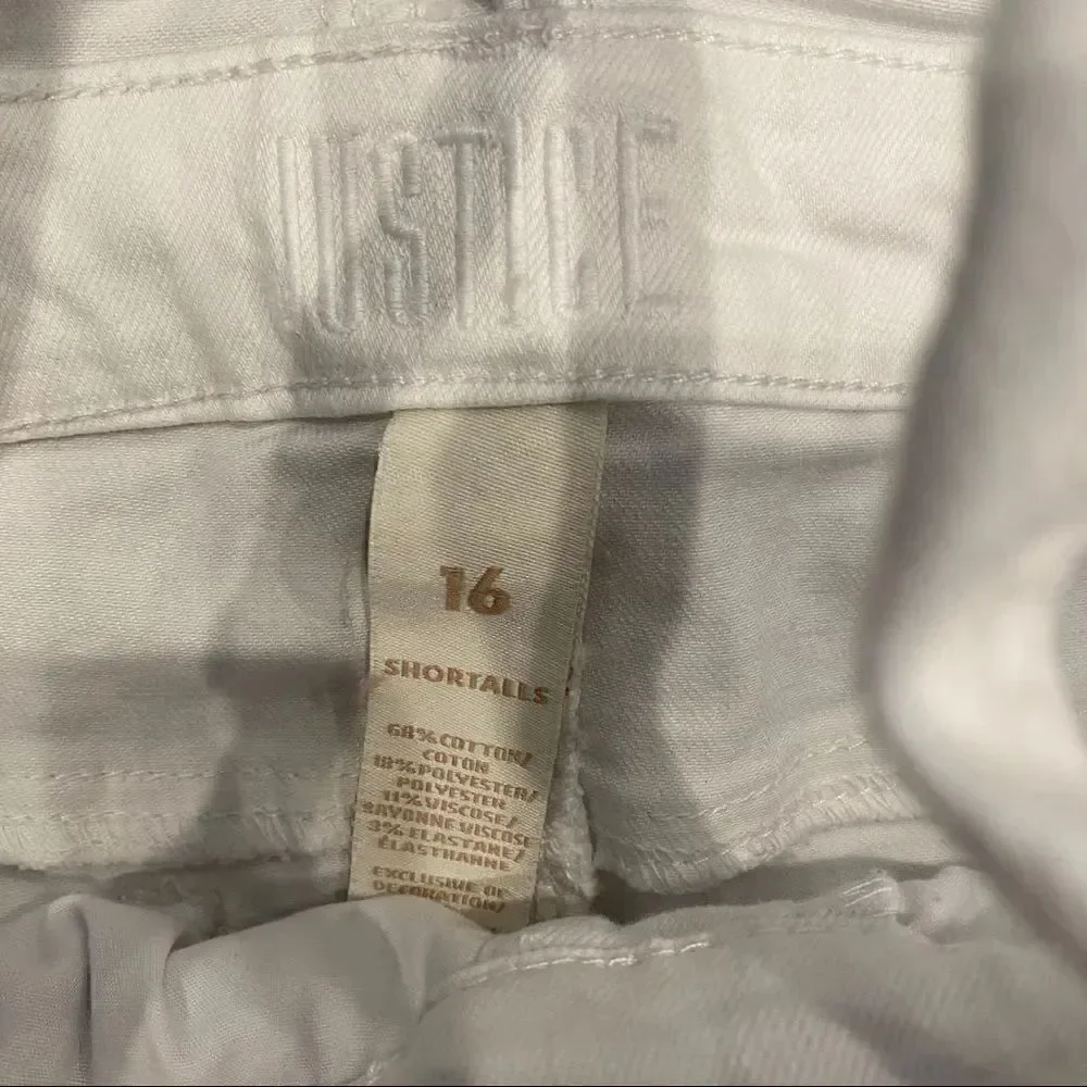 Girls White Lace Inset Justice Shortalls 16