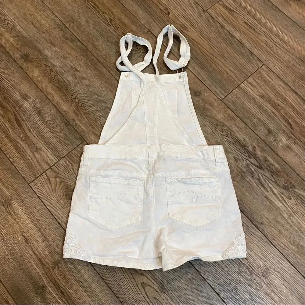 Girls White Lace Inset Justice Shortalls 16