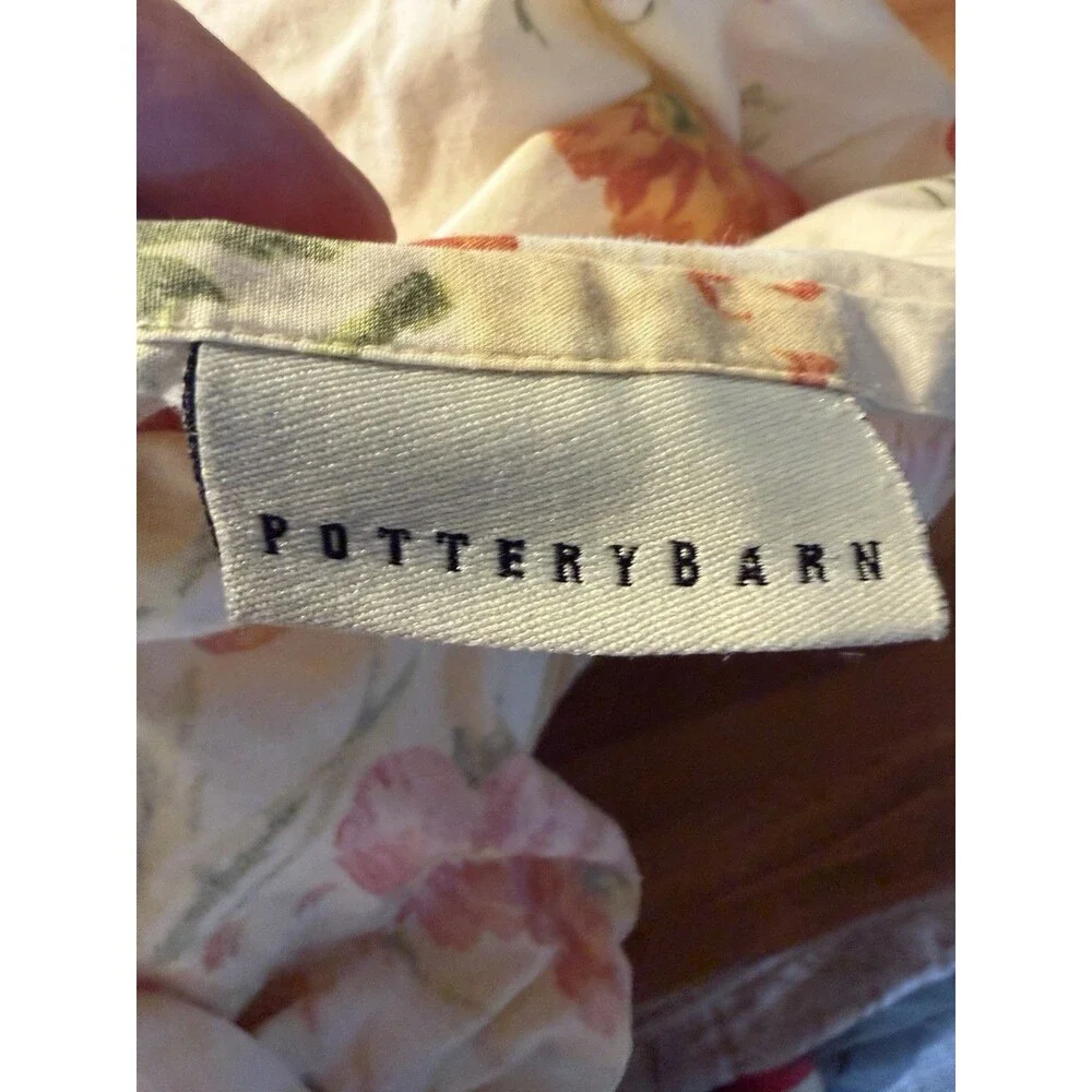 Pottery Barn Floral Full Size Button Closure Duvet Flower Garden Floral