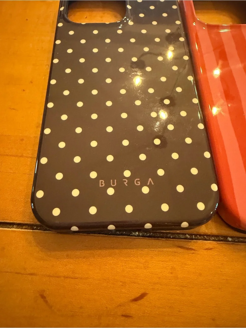 BURGA Navy Polka Dot & Coral Stripe Phone Case Duo iphone 17 pro max