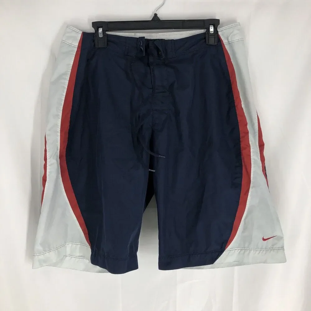 Vintage NIKE Men's Swim Trunks Size M Red White Blue Gray Tag