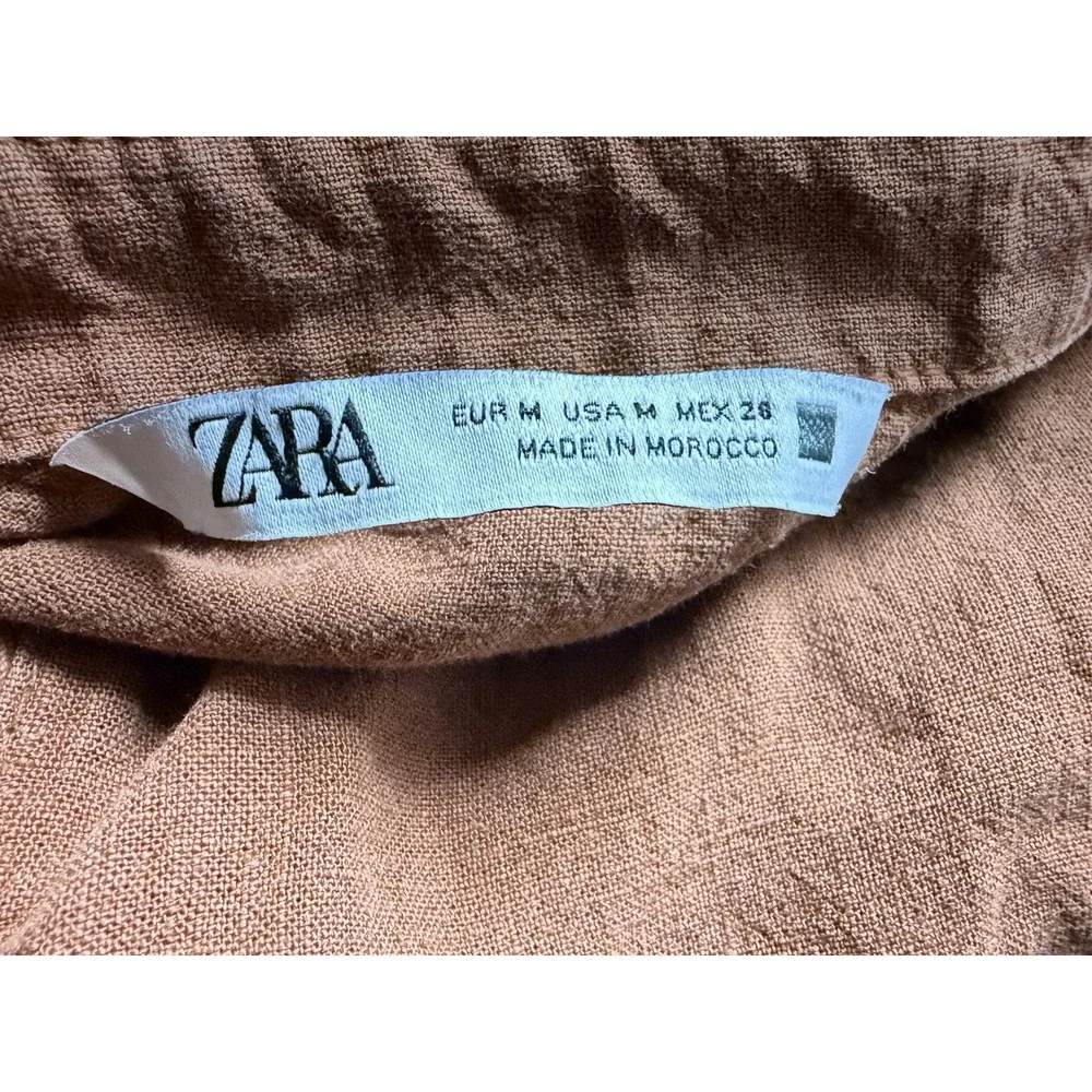 ZARA Sleeveless Balloon Leg Jumpsuit Medium Terracotta Brown Utility Romper NWT