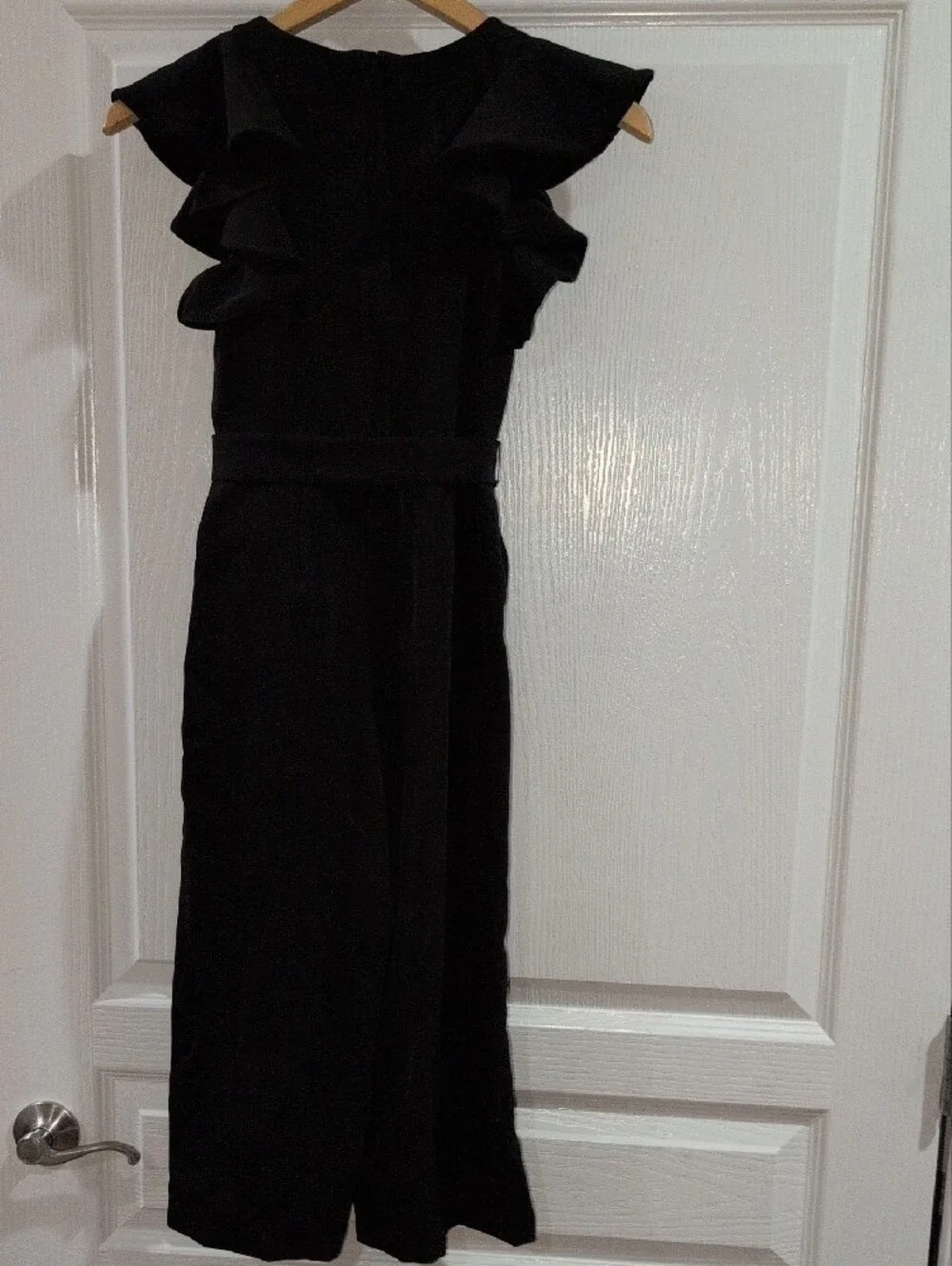 GB Girls Size 10 Black Tiered Ruffle Sleeve Tie Waist Jumpsuit