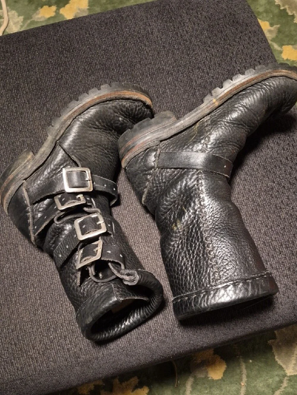 leather boots rugged black