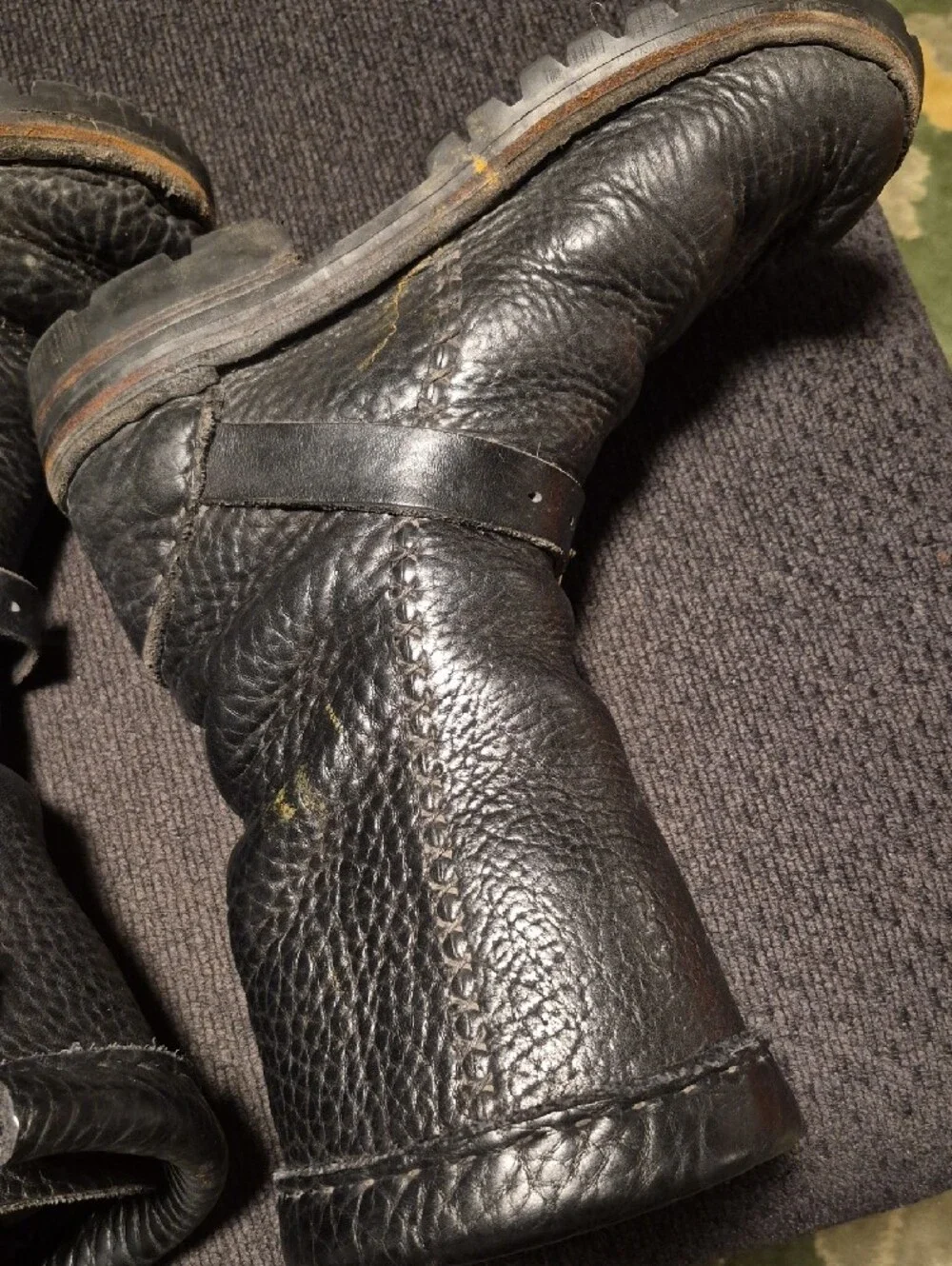 leather boots rugged black