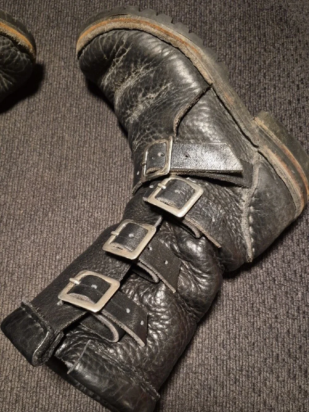 leather boots rugged black