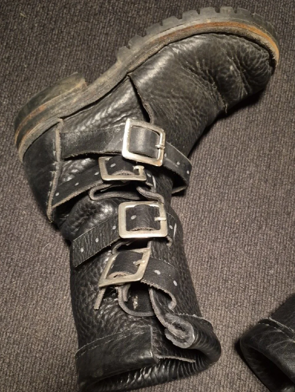 leather boots rugged black