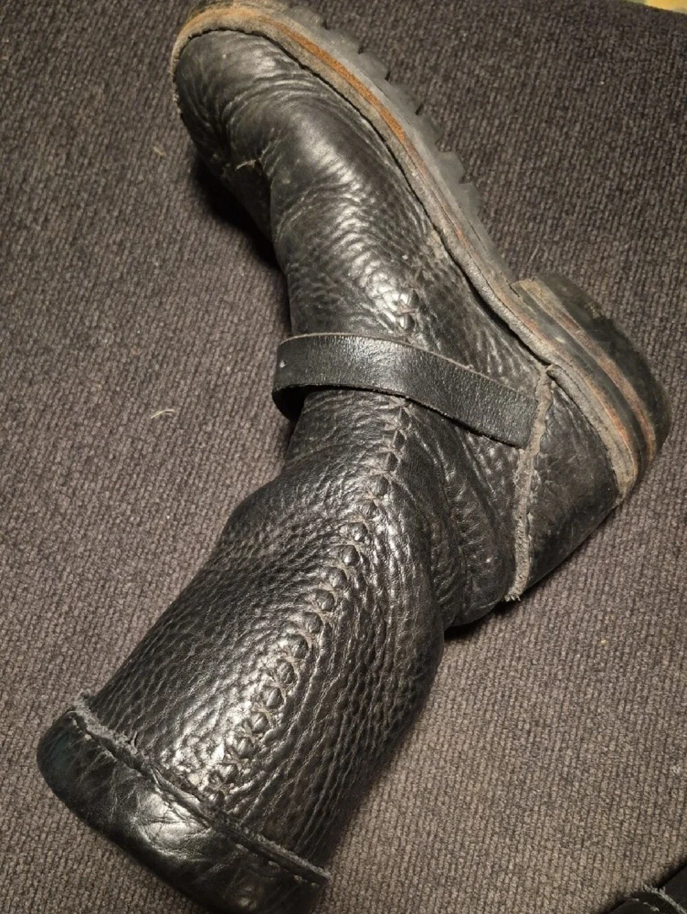 leather boots rugged black