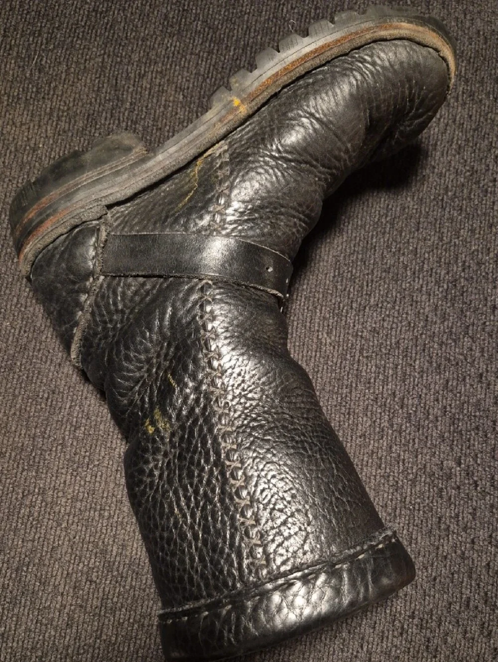leather boots rugged black