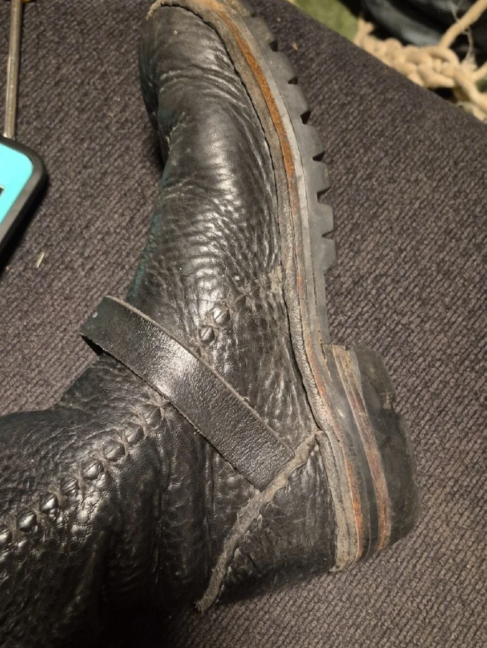 leather boots rugged black