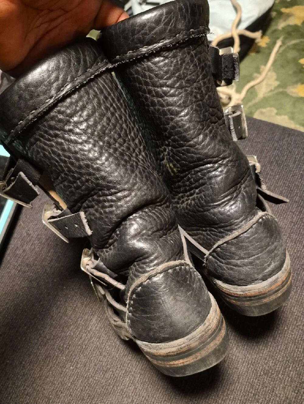 leather boots rugged black