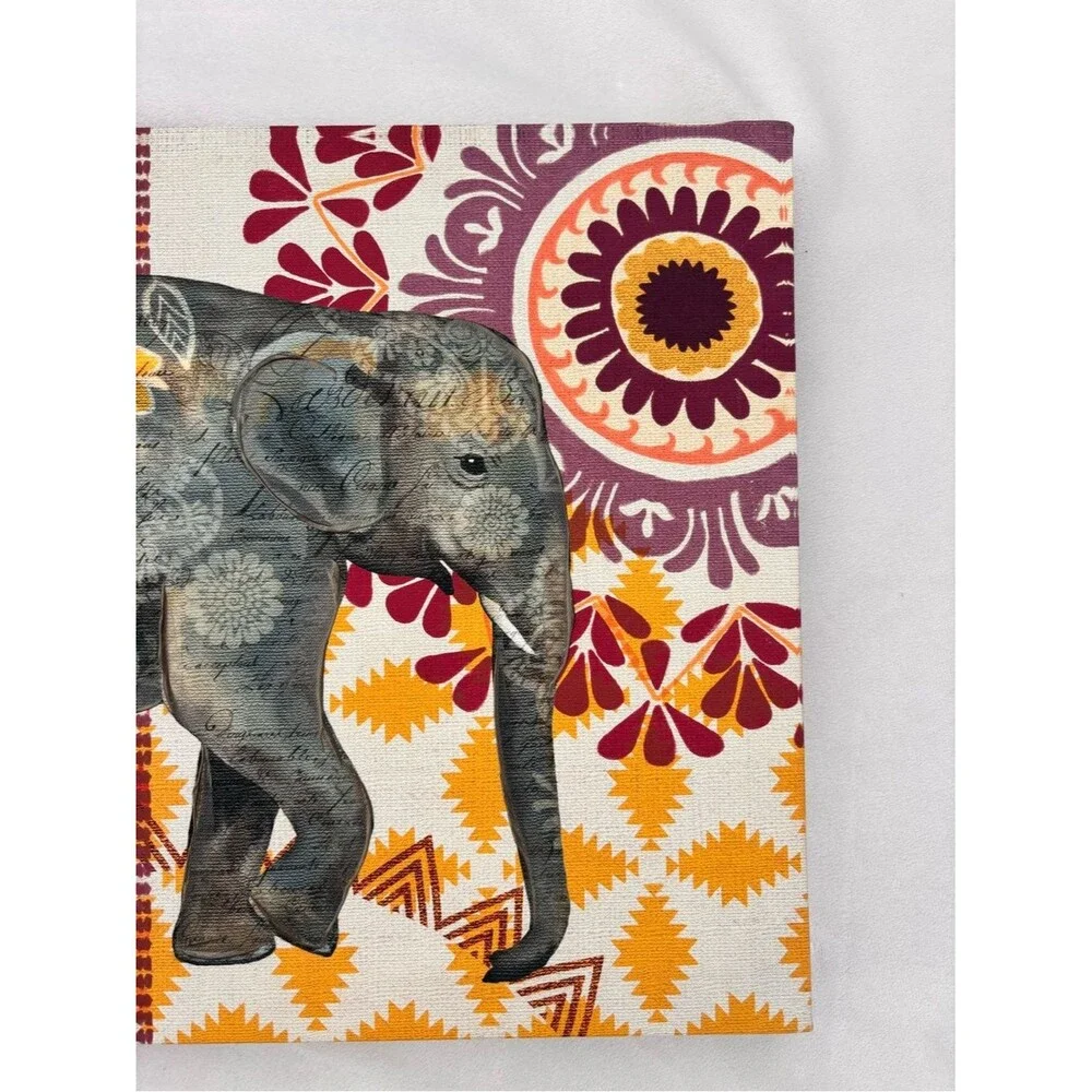 Decorative Bohemian Elephant Textured Canvas Wall Art
