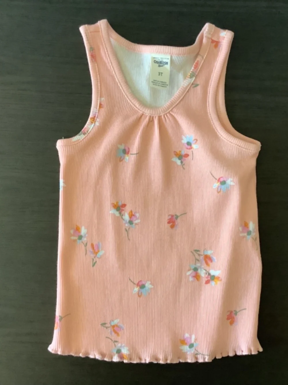 Cotton: On Girls 3T 2pc Denim Overall Dress Orange & Oshkosh B’gosh Tank Top 3T