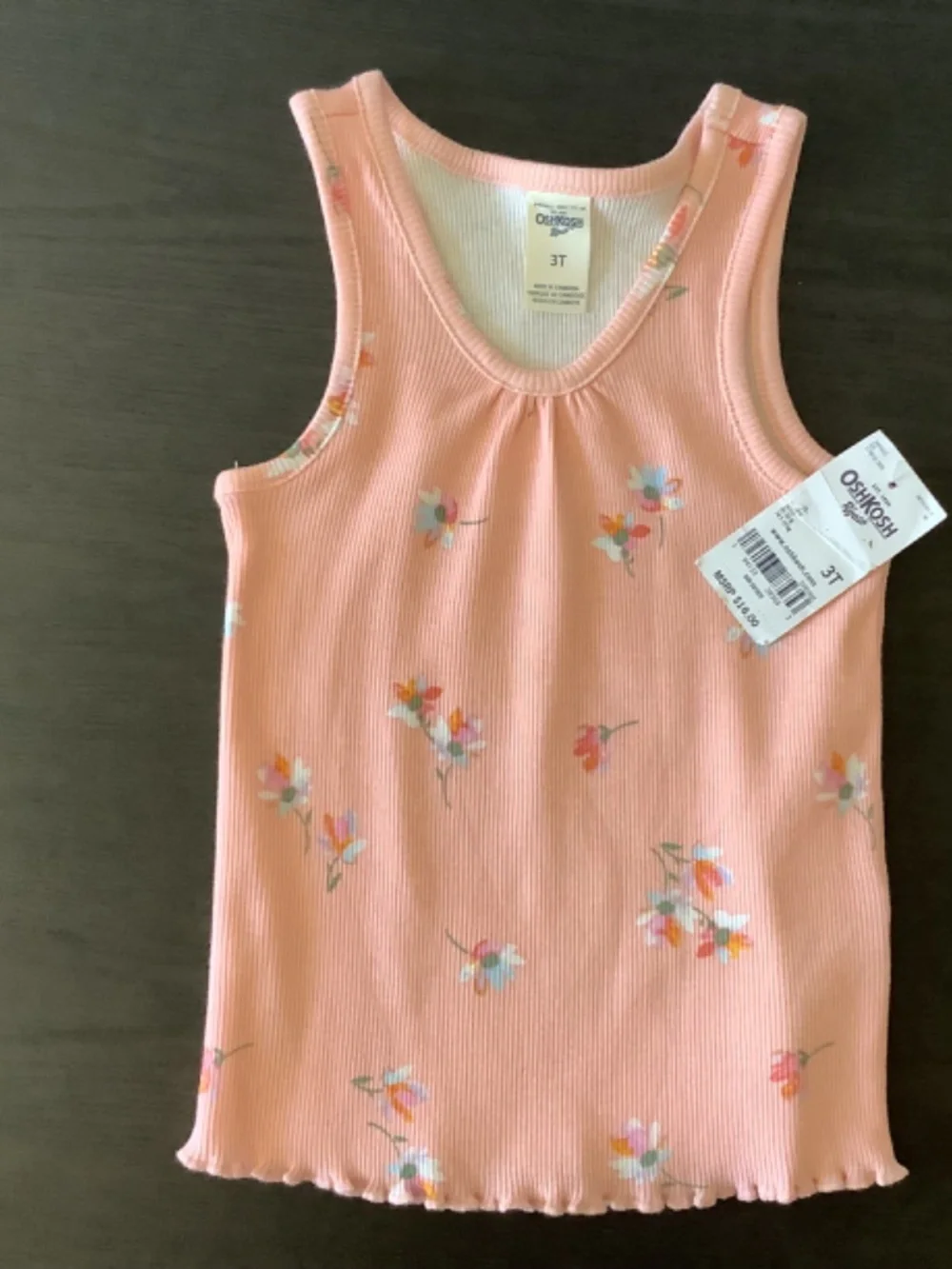 Cotton: On Girls 3T 2pc Denim Overall Dress Orange & Oshkosh B’gosh Tank Top 3T