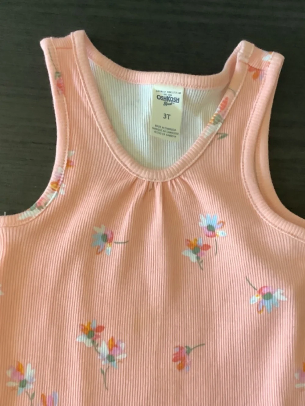 Cotton: On Girls 3T 2pc Denim Overall Dress Orange & Oshkosh B’gosh Tank Top 3T