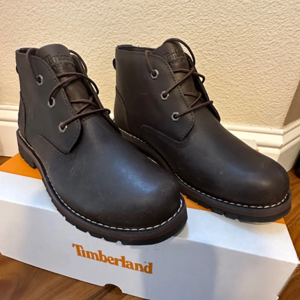 New dark brown timberland larchmont leather boots men’s Sz 7