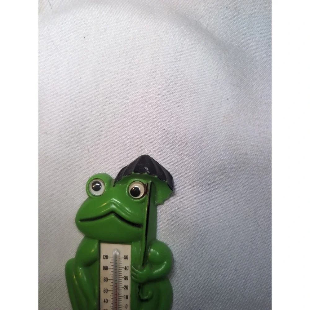 Vintage Arjon Googly Eyes Frog Thermometer Plastic Refrigerator Magnet Works