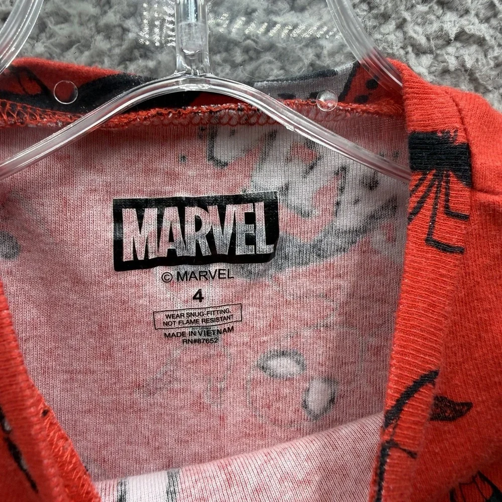 Marvel Pajamas Boys Size 4 Red Spiderman 2 Piece Pajama Set Boys Size 4