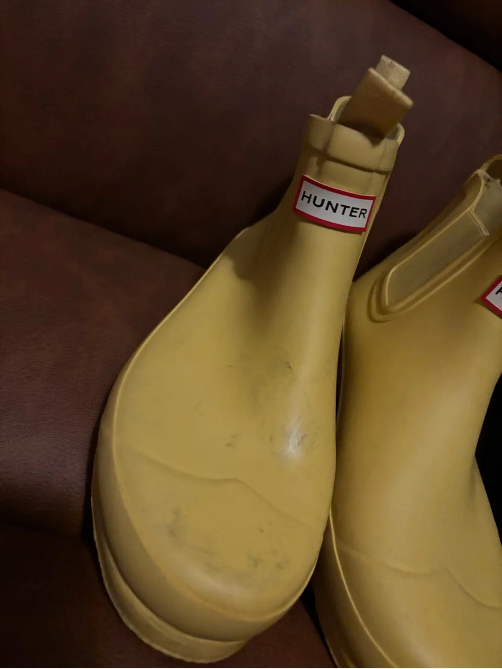 Hunter Women’s Chelsea Rain Boots in Yellow and Black