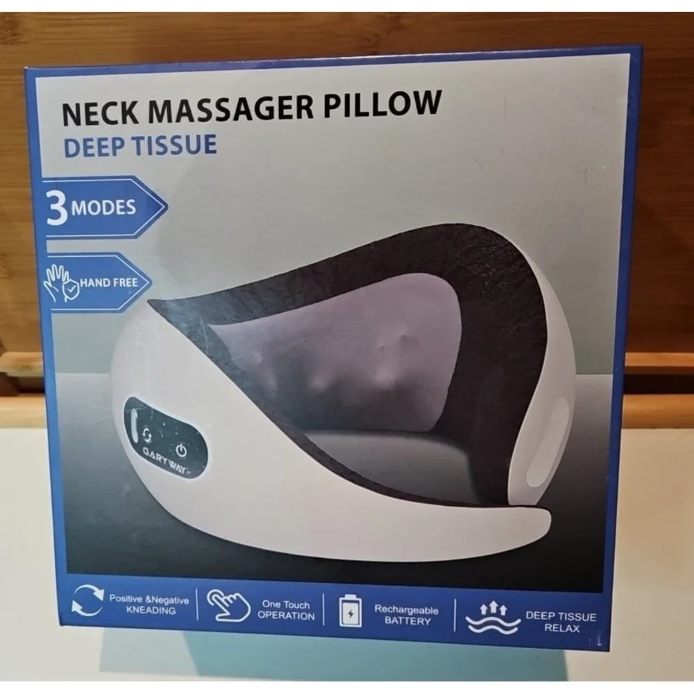 GARYWAY Neck Massager Cordless NIB Shiatsu Deep Kneading Pillow Heat 2600mAh NEW