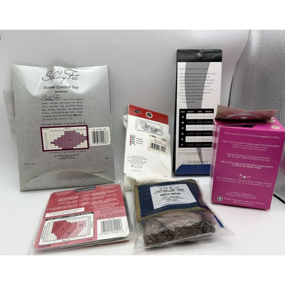 Queen Size Pantyhose Tights Knee Highs Lot 14 Pair Leggs Silky Fit New