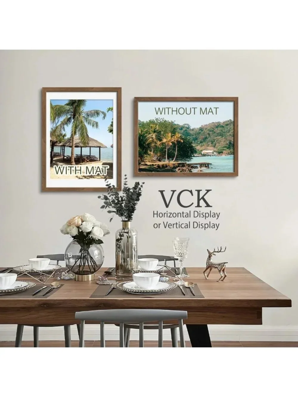 Natural Wood Grain Poster Frame Set of 5, Fits 16x20 with Mat or 18x24 Without