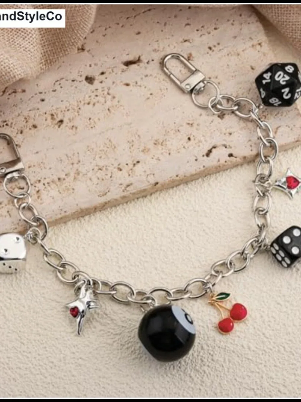 Y2K Dice 8-Ball Zinc Purse Chain Bag Charm Keychain