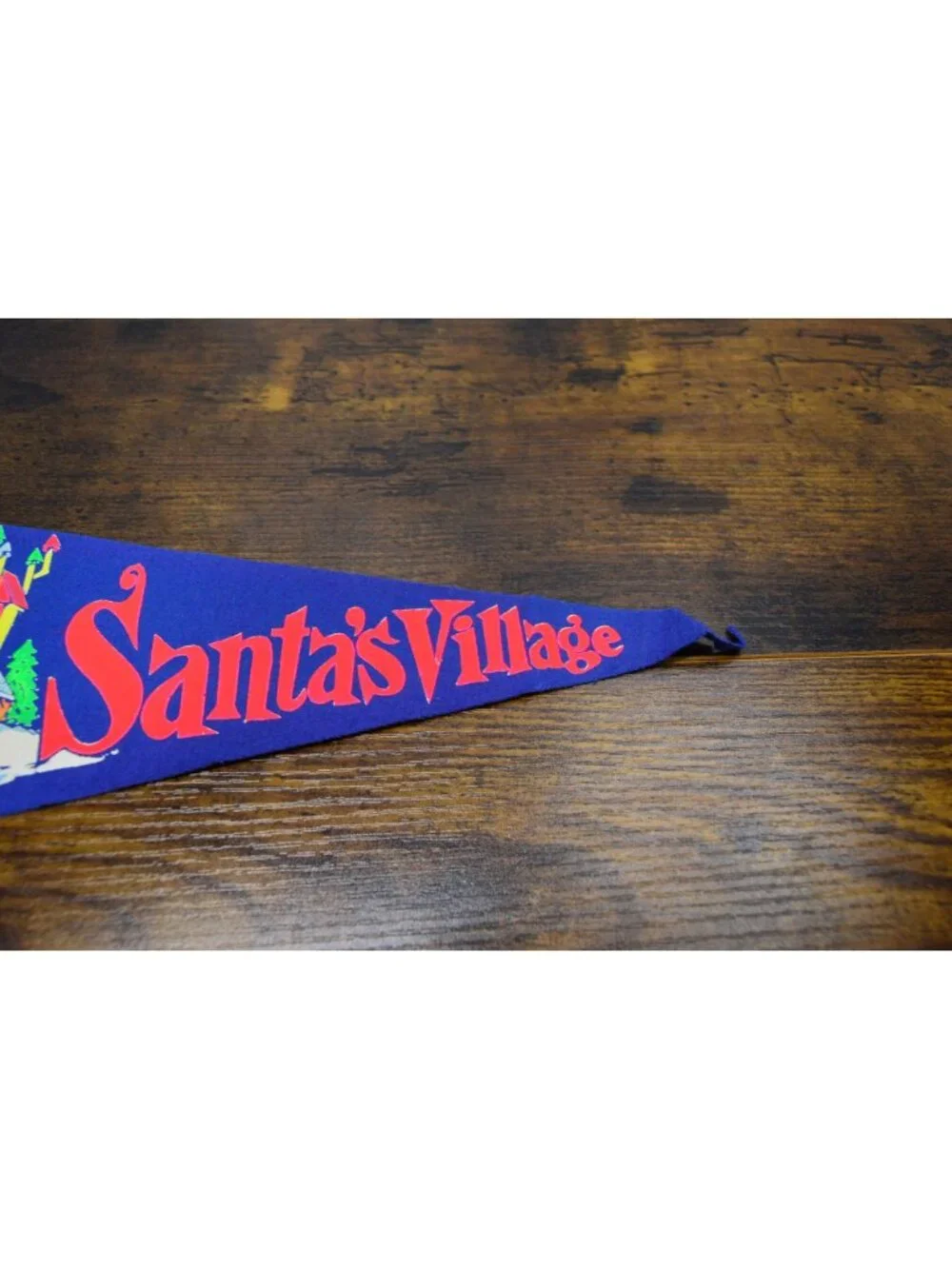 Vintage Santas Village Felt Pennant Banner 12 inches With Santas House Graphic