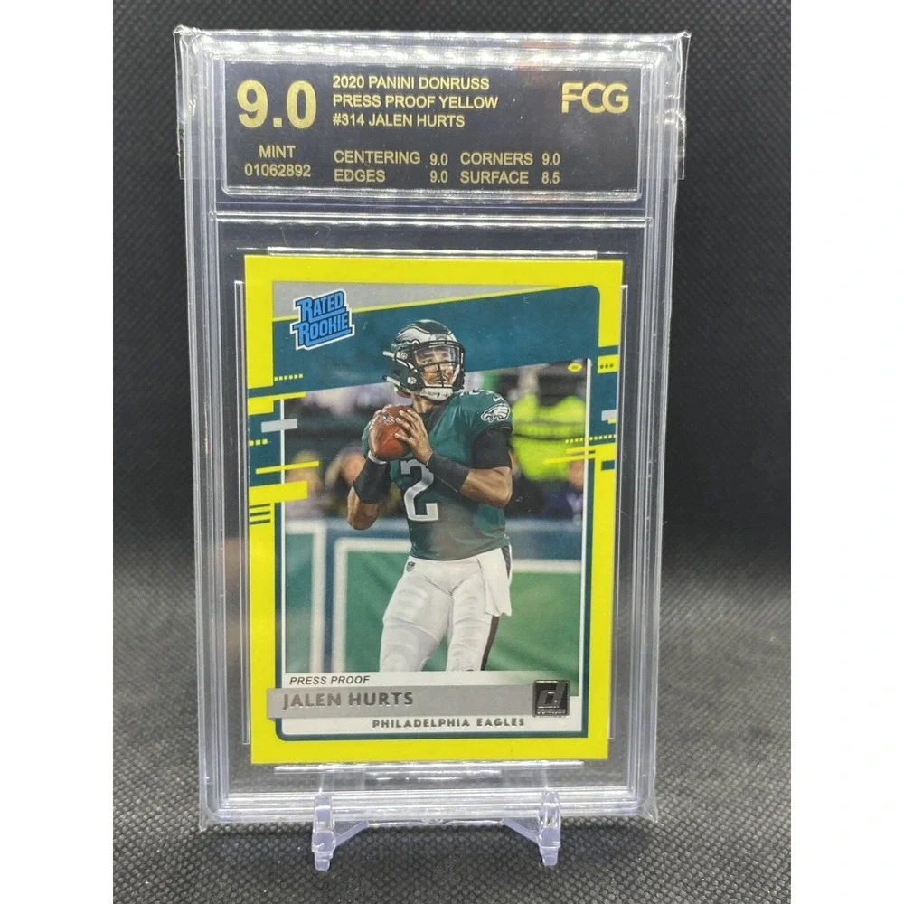 2020 Panini Donruss Rated Rookie JALEN HURTS PRESS PROOF YELLOW #314 FCG MINT‎ 9