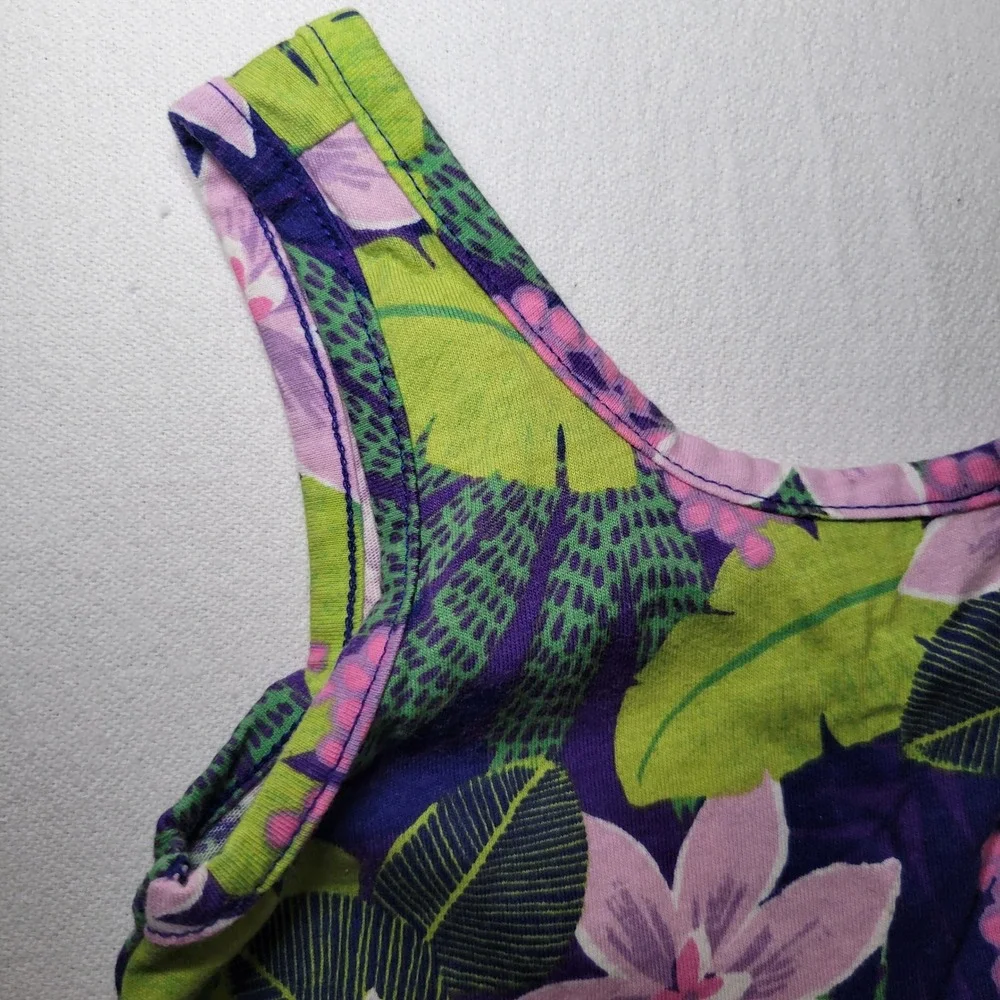 The Childrens Place Girls XS 4 Tropical‎ Floral Romper Purple Green Pink Summer
